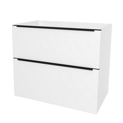 Mereo, Mereo Mailo, kúpeľňová skrinka 81 cm, čierne madlo, Multidecor, Biela vysoký lesk perlička, MER-CN591SBBIEL