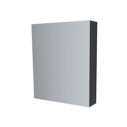 Mereo, Mereo Kúpeľňová zrkadlová skrinka 60 cm, galerka, 2 x dvierka, Multidecor, Čierna Supermat, MER-CN798G62CIPM