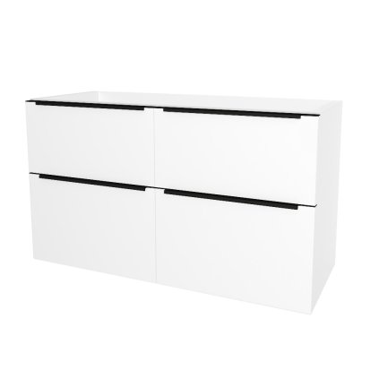 Mereo, Mereo Mailo, kúpeľňová skrinka 121 cm, čierne madlo, Multidecor, Biela Arctic, MER-CN593SBBIAA