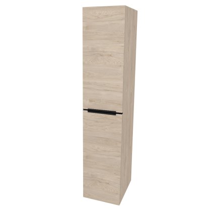 Mereo, Mereo Mailo, kúpeľňová skrinka vysoká 170 cm, čierne madlo, Multidecor, Light Rock Hickory, MER-CN594LPBLRH1