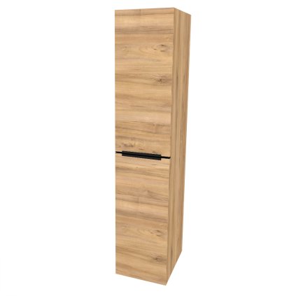 Mereo, Mereo Mailo, kúpeľňová skrinka vysoká 170 cm, čierne madlo, Multidecor, Orech Pacifik prírodný, MER-CN594LPBOPP2