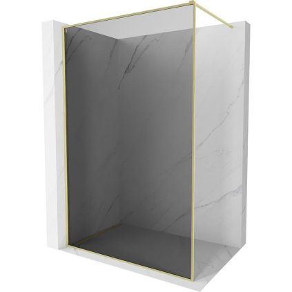 Mexen, Mexen Kioto-XF sprchová stena s rámom 80 x 202 cm, grafit 10 mm, kartáčované zlato - 800-080-104-55-40-X