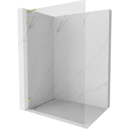 Mexen, Mexen Lunar L sprchová stena ľavá 100 x 200 cm, priehľadná 8 mm, zlatá - 830L-100-000-50-00-L