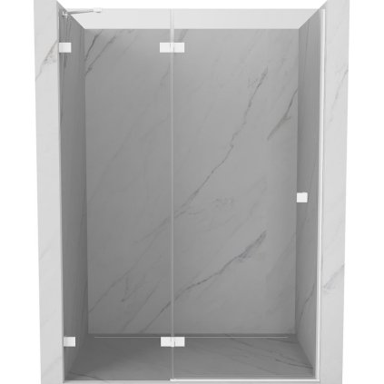 Mexen, Mexen Lunar ľavé otočné sprchové dvere 140 cm, transparentné, biele - 834-140-000-20-00-L
