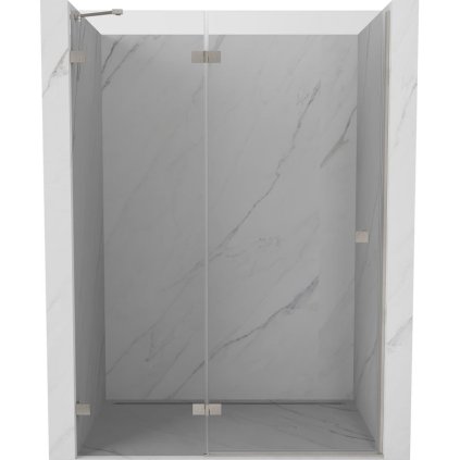 Mexen, Mexen Lunar ľavé otočné sprchové dvere 135 cm, transparentné, brúsený nikel - 834-135-000-97-00-L