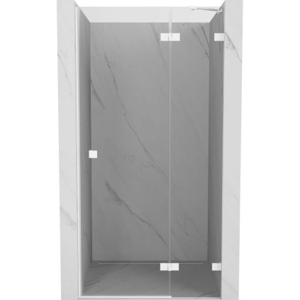 Mexen, Mexen Lunar pravé otočné sprchové dvere 115 cm, transparentné, biele - 834-115-000-20-00-P