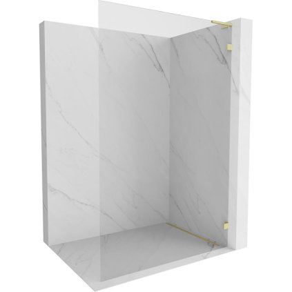 Mexen, Mexen Lunar L sprchová stena pravá 80 x 200 cm, priehľadná 8 mm, zlatý kartáč - 830L-080-000-55-00-P