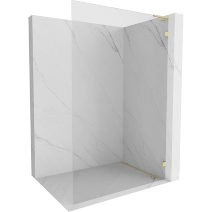 Mexen, Mexen Lunar L sprchová stena pravá 100 x 200 cm, priehľadná 8 mm, zlatý kartáč - 830L-100-000-55-00-P