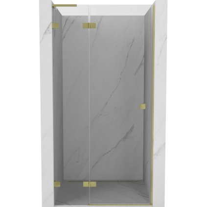 Mexen, Mexen Lunar L výklopné sprchové dvere ľavé 85 cm, transparentné, brúsené zlaté - 834L-085-000-55-00-L