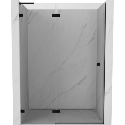 Mexen, Mexen Lunar L Otočné ľavé sprchové dvere 130 cm, transparentné, čierne - 834L-130-000-70-00-L