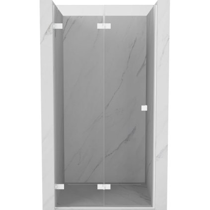 Mexen, Mexen Lunar-F skladacie ľavé sprchové dvere 90 cm, transparentné, biele - 836-090-000-20-00-L