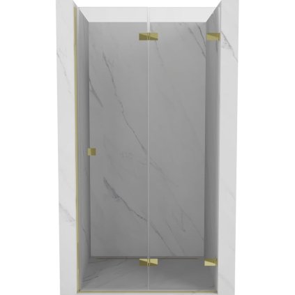 Mexen, Mexen Lunar-F pravé sklápacie sprchové dvere 80 cm, transparentné, zlaté - 836-080-000-50-00-P