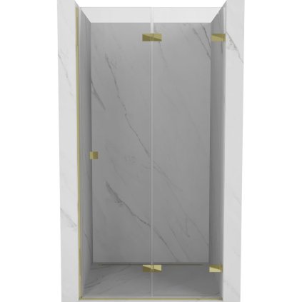 Mexen, Mexen Lunar-F pravé sklápacie sprchové dvere 80 cm, transparentné, zlaté - 836-080-000-50-00-P