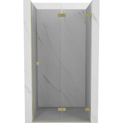 Mexen, Mexen Lunar-F pravé sklápacie sprchové dvere 80 cm, transparentné, brúsené zlaté - 836-080-000-55-00-P