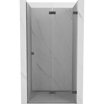 Mexen, Mexen Lunar-F pravé sklápacie sprchové dvere 85 cm, transparentné, pištoľovo šedé kartáčované - 836-085-000-66-00-P
