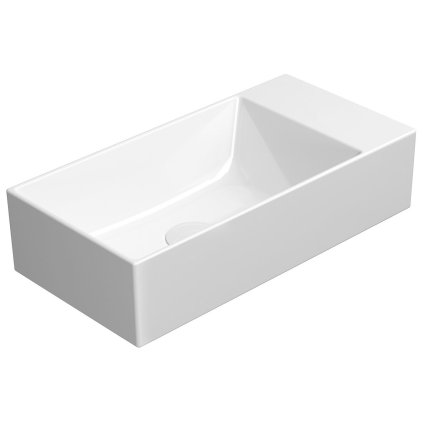 GSI, KUBE X keramické umývadlo 50x25cm, bez otvoru, pravé/ľavé, biela ExtraGlaze, 9486011