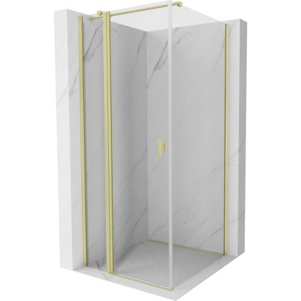 Mexen, Mexen Mist T sklápací sprchový kút 70 x 70 cm, transparentný, brúsené zlato - 8A4T-070-070-55-00
