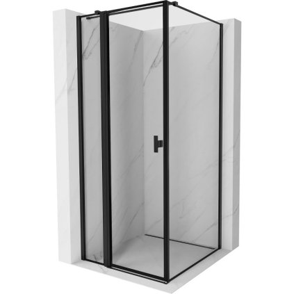 Mexen, Mexen Mist T sklápací sprchový kút ľavý 70 x 70 cm, čierny rám - 8A4T-070-070-70-70-L