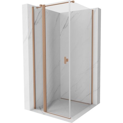 Mexen, Mexen Mist T sklápací sprchový kút 110 x 110 cm, transparentný, brúsená meď - 8A4T-110-110-65-00