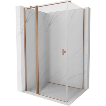 Mexen, Mexen Mist T sklápací sprchový kút 115 x 110 cm, transparentný, brúsená meď - 8A4T-115-110-65-00