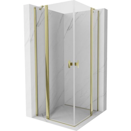Mexen, Mexen Mist Duo výklopný sprchový kút 115 x 115 cm, transparentný, zlatý - 8A4-115-115-50-00
