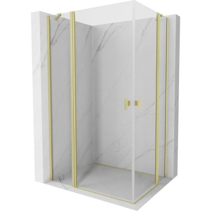 Mexen, Mexen Mist Duo sklápací sprchový kút 115 x 90 cm, transparentný, brúsené zlato - 8A4-115-090-55-00