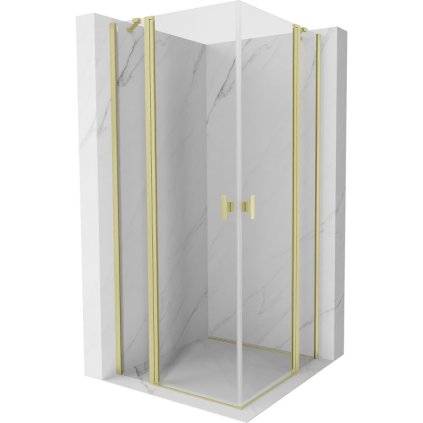 Mexen, Mexen Mist Duo sklápací sprchový kút 115 x 115 cm, transparentný, brúsené zlato - 8A4-115-115-55-00