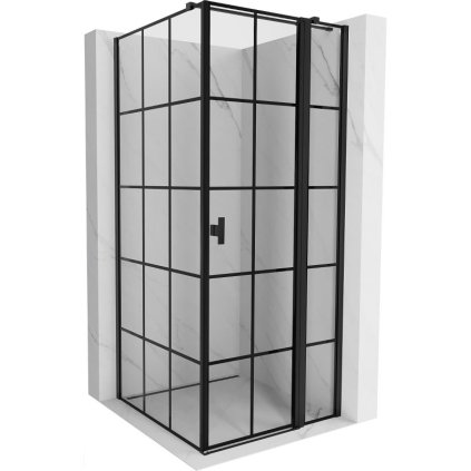Mexen, Mexen Mist T pravý výklopný sprchový kút 70 x 70 cm, čierna mriežka - 8A4T-070-070-70-77-P