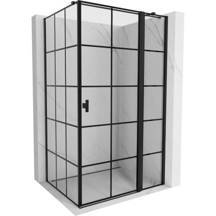 Mexen, Mexen Mist T pravý výklopný sprchový kút 115 x 70 cm, čierna mriežka - 8A4T-115-070-70-77-P