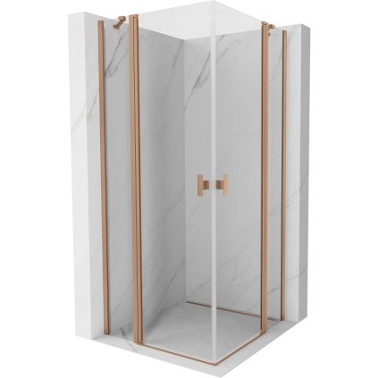 Mexen, Mexen Mist Duo výklopný sprchový kút 115 x 115 cm, transparentný, brúsená meď - 8A4-115-115-65-00