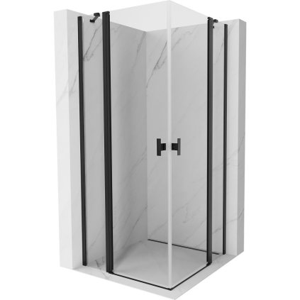 Mexen, Mexen Mist Duo výklopný sprchový kút 115 x 115 cm, priehľadný, čierny - 8A4-115-115-70-00