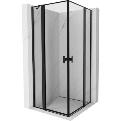 Mexen, Mexen Mist Duo výklopný sprchový kút 70 x 70 cm, čierny rám - 8A4-070L-070P-70-70