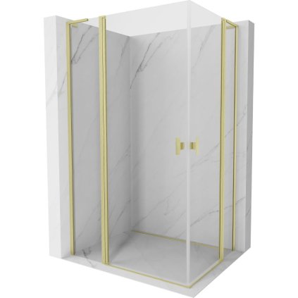 Mexen, Mexen Mist L Duo sklápací sprchový kút 115 x 90 cm, transparentný, brúsené zlato - 8A4L-115-090-55-00