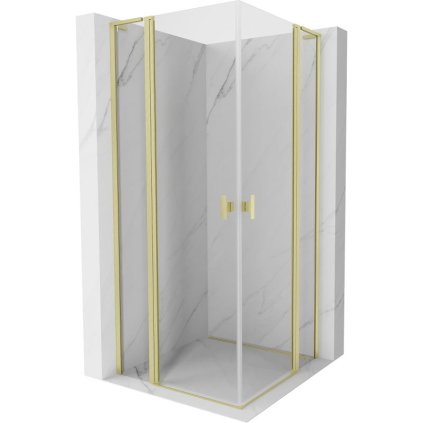 Mexen, Mexen Mist L Duo sklápací sprchový kút 95 x 95 cm, transparentný, brúsené zlato - 8A4L-095-095-55-00