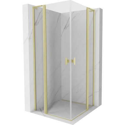 Mexen, Mexen Mist L Duo výklopný sprchový kút 115 x 115 cm, transparentný, brúsené zlato - 8A4L-115-115-55-00