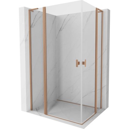 Mexen, Mexen Mist L Duo sklápací sprchový kút 115 x 100 cm, transparentný, brúsená meď - 8A4L-115-100-65-00