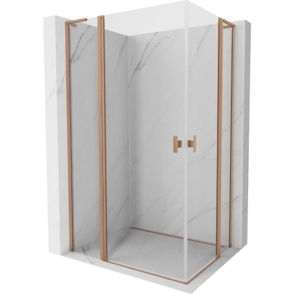 Mexen, Mexen Mist L Duo sklápací sprchový kút 115 x 110 cm, transparentný, brúsená meď - 8A4L-115-110-65-00