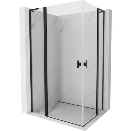 Mexen, Mexen Mist L Duo výklopný sprchový kút 115 x 100 cm, priehľadný, čierny - 8A4L-115-100-70-00