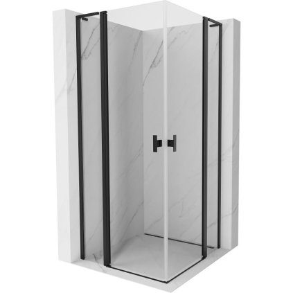Mexen, Mexen Mist L Duo výklopný sprchový kút 115 x 115 cm, priehľadný, čierny - 8A4L-115-115-70-00
