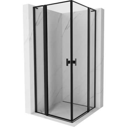 Mexen, Mexen Mist L Duo sklápací sprchový kút 100 x 100 cm, čierny rám - 8A4L-100L-100P-70-70
