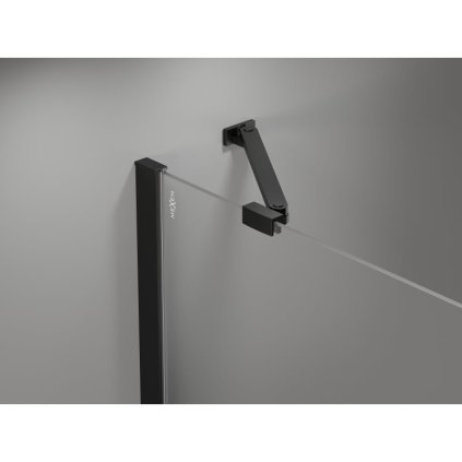 Mexen Otvor pre sprchové dvere MIST (1d+1s) 75x200 cm 6mm čierny, mriežka, ľavý, 8A4-075-000-70-77-L