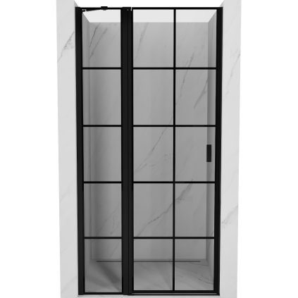 Mexen Otvor pre sprchové dvere MIST (1d+1s) 95x200 cm 6mm čierny, mriežka, ľavý, 8A4-095-000-70-77-L