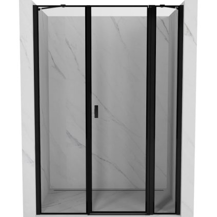 Mexen, Mexen Mist pravé otočné sprchové dvere 155 cm, čierny rám - 8A4-155-001-70-70-P