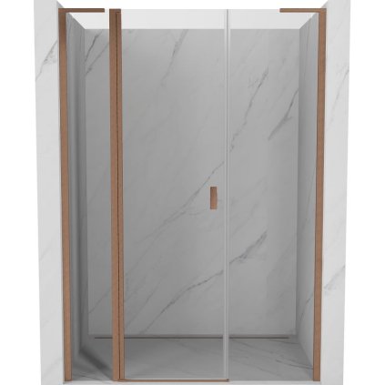 Mexen, Mexen Mist L Otočné sprchové dvere 145 cm, transparentné, brúsená meď - 8A4L-145-001-65-00