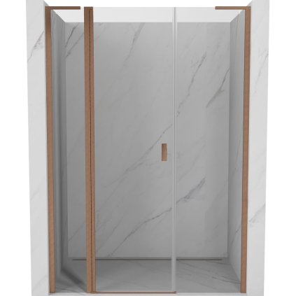 Mexen, Mexen Mist L Otočné sprchové dvere 150 cm, transparentné, brúsená meď - 8A4L-150-001-65-00