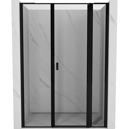 Mexen, Mexen Mist L sklopné pravé sprchové dvere 155 cm, čierny rám - 8A4L-155-001-70-70-P