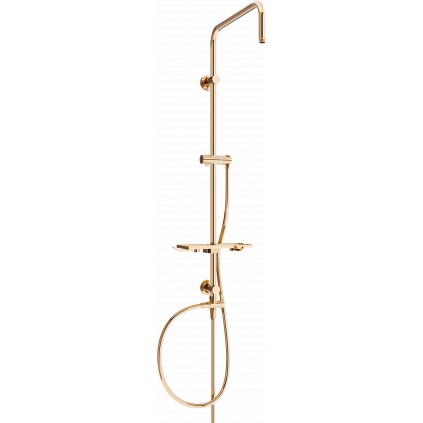 Mexen T, sprchový stĺp, sprchová hadica 150cm, polička, prepínač sprchy, ružové zlato, 7939399-60