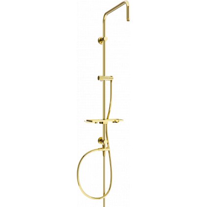Mexen T, sprchový stĺp, sprchová hadica 150cm, polička, prepínač sprchy, zlatá lesklá, 7939399-50