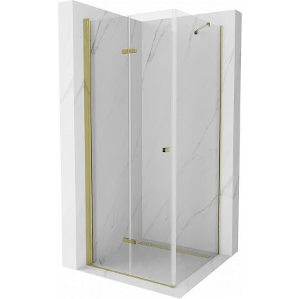 Mexen Lima, sprchovací kút 100 (dvere) x 100 (stena) cm, 6mm číre sklo, zlatý profil, 856-100-100-50-00