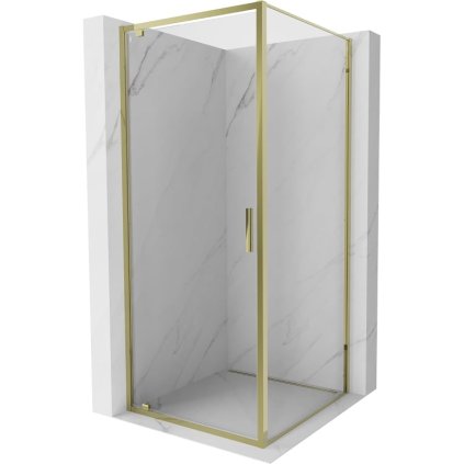 Mexen Exo, výklopný sprchový kút 90 x 90 cm, číre sklo, zlatá, 8181-090-090-50-00
